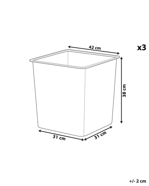 Altakasteluruukku musta synteettinen materiaali 42 x 42 x 38 cm neliö 3 kpl setti sisälle ulos