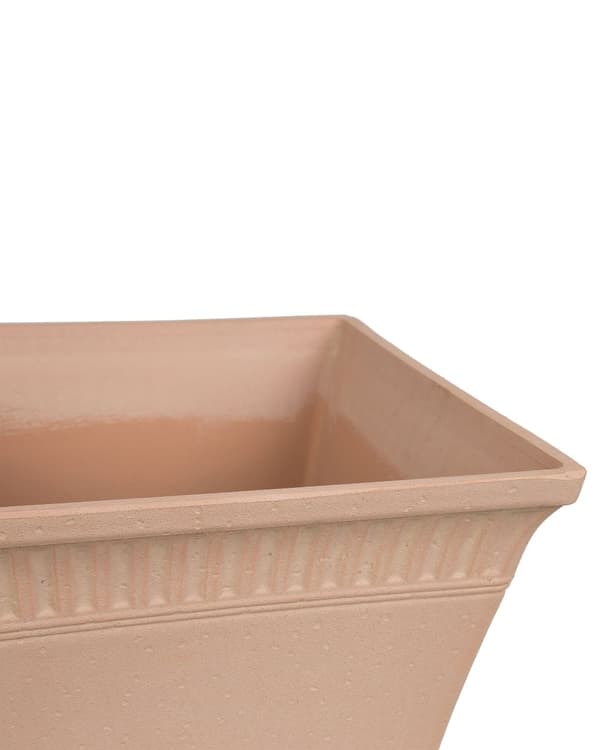 Plantekrukke Lyserød Stenblanding Polyresin 34 x 34 x 30 cm Firkantet Urtepotteskjuler Frost UV Bestandig Afløbshuller til Terrasse Udendørs