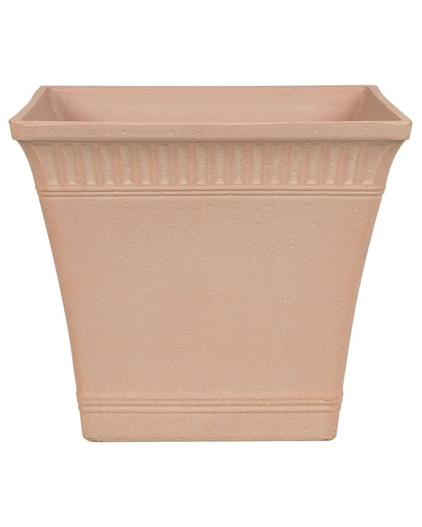 Plantekrukke Lyserød Stenblanding Polyresin 34 x 34 x 30 cm Firkantet Urtepotteskjuler Frost UV Bestandig Afløbshuller til Terrasse Udendørs