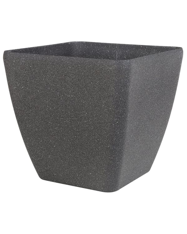 Plantekrukke Mørkegrå Stenblanding Polyresin 42 x 42 x 42 cm rektangulær rund UV-resistent med afløbshuller til både inde- og udendørsbrug