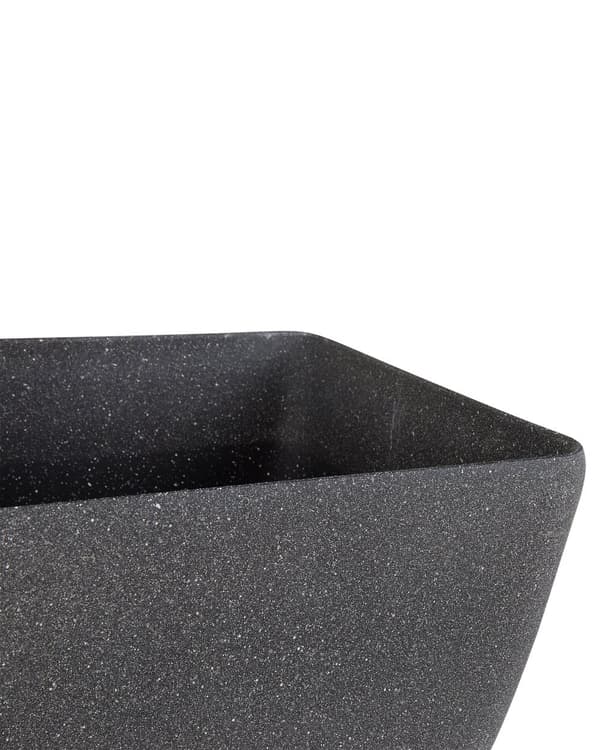 Plantekrukke Mørkegrå Stenblanding Polyresin 42 x 42 x 42 cm rektangulær rund UV-resistent med afløbshuller til både inde- og udendørsbrug