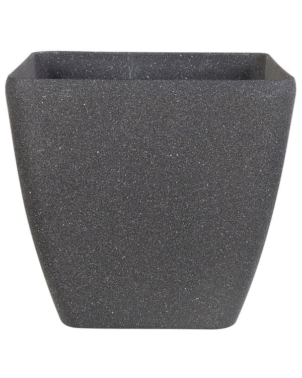 Plantekrukke Mørkegrå Stenblanding Polyresin 42 x 42 x 42 cm rektangulær rund UV-resistent med afløbshuller til både inde- og udendørsbrug