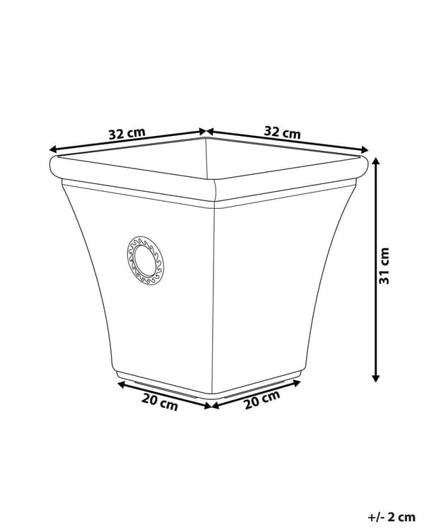 Urtepotte Hvid fiber ler med olefin fiber 37 x 37 x 31 cm Firkantet form inde- og Udendørsbrug modstandsdygtig i alt vejr og med afløbshuller