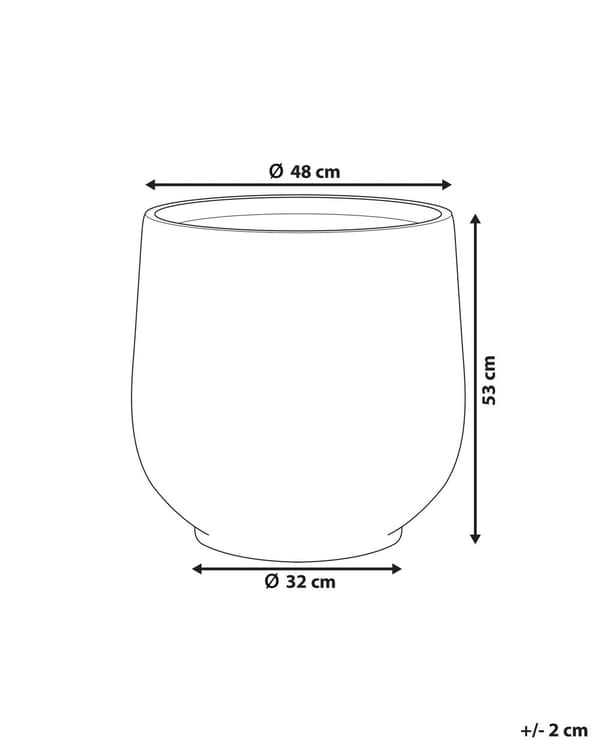 Plantekrukke i Grå Fiber Ler 48 x 53 x 32 cm Stor Rund Urtepotteskjuler til Gulv med Afløbshuller Indendørs Udendørs Terrasse Have Indretning