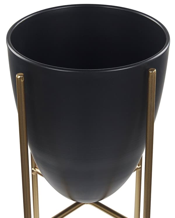 Plantestativ Sort og Gulv Pulverlakeret Jern 16 x 16 x 41 cm Inde- og Udendørs Kegleformet UV-resistent Moderne Industriel Stående Plantekasse