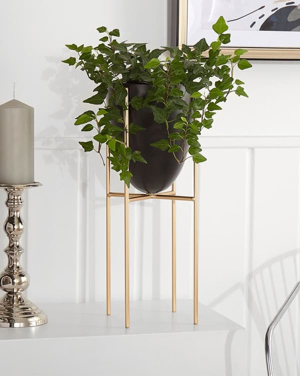 Plantestativ Sort og Gulv Pulverlakeret Jern 16 x 16 x 41 cm Inde- og Udendørs Kegleformet UV-resistent Moderne Industriel Stående Plantekasse