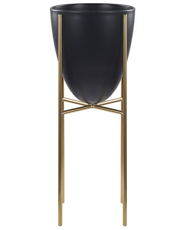 Plantestativ Sort og Gulv Pulverlakeret Jern 16 x 16 x 41 cm Inde- og Udendørs Kegleformet UV-resistent Moderne Industriel Stående Plantekasse
