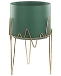 Miniatyrbillede 1 af 7: Plantestativ Grøn med Guldjern 28 x 28 x 50 cm Trommeformet Inde- og Udendørs Urtepotte Moderne Industrielt Design