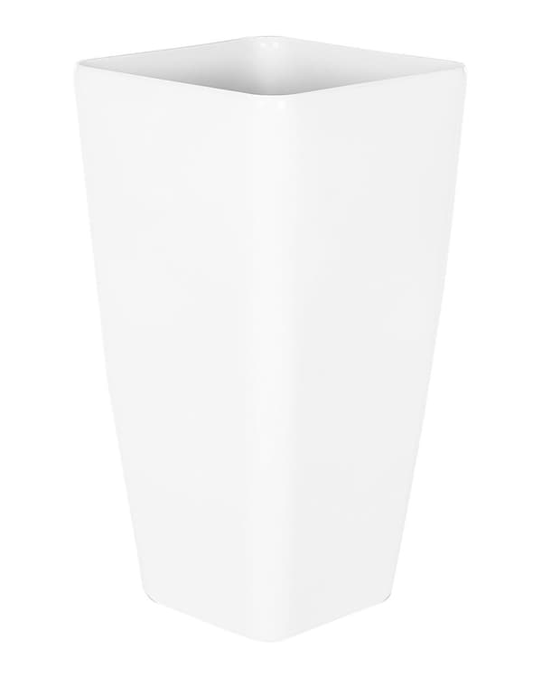 Plantekrukke Hvid Stenblanding 40 x 76 cm Høj Firkantet Blomsterkrukke Udendørs Design Urtepotteskjuler Vejr Bestandig til Terrasse Have Dekor