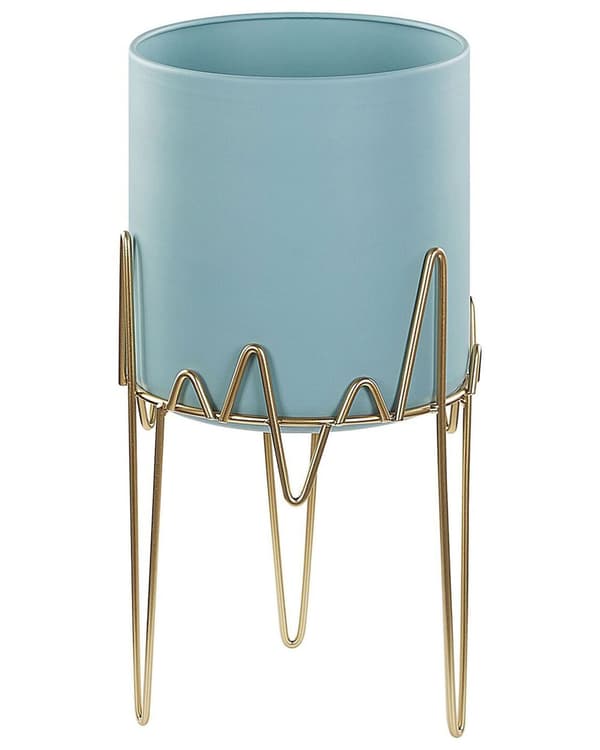 Växtställ Blå Guld Järn 19 x 19 x 39 cm Inomhus Utomhus Metall Blomkruka UV-beständig Modern Industriell Stående