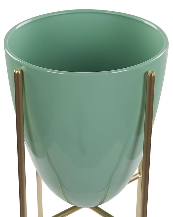 Växtställ Grön med Guld Järn 16 x 16 x 31 cm Inomhus Utomhus Metallblomkruka UV-beständig Modern Industriell Stående