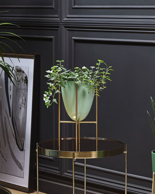 Växtställ Grön med Guld Järn 16 x 16 x 31 cm Inomhus Utomhus Metallblomkruka UV-beständig Modern Industriell Stående
