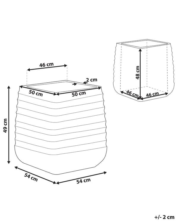 Plantepotte Hvid Polyresin 50 x 50 x 49 cm Firkantet med Detaljerede Riller til Både Udendørs- og Indendørsbrug UV-modstandsdygtig
