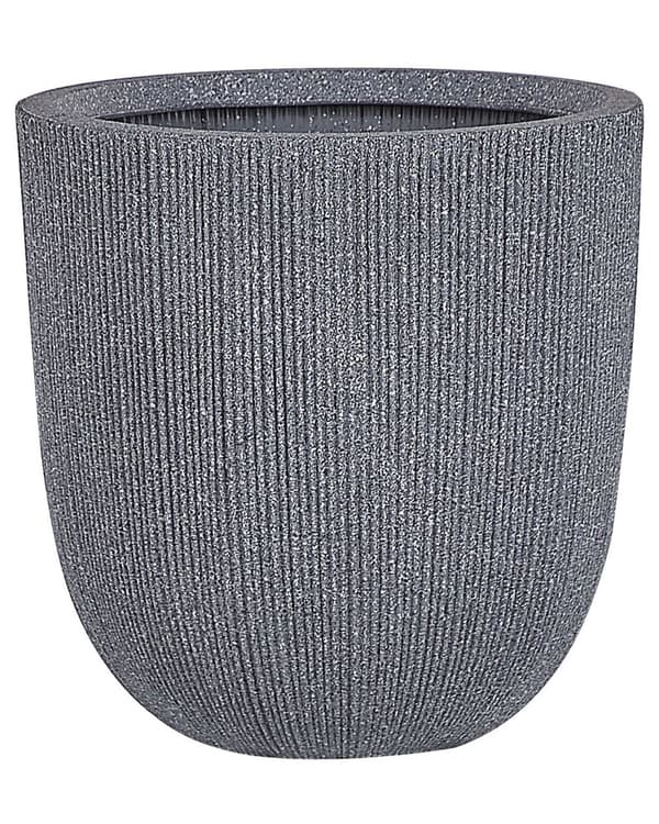 Blomkruka Grå Polyresin 38 x ø 37 cm Hög blomkruka Modern Minimalistisk Utomhus Inomhus Dekor Tillbehör