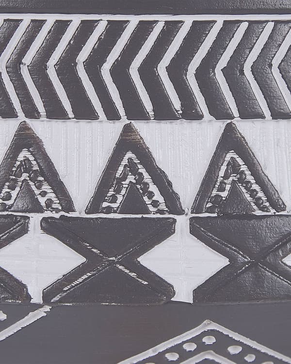 Plantekrukke Grå Magnesium Lyst Bøgetræ 35 x 35 x 14 cm Stor Rund Urtepotteskjuler på Ben Håndmalet Afrika Stil Tilbehør Indendørs Dekoration