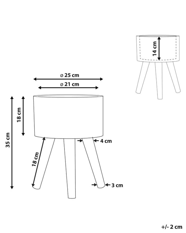 Blomkruka Grå Magnesium Trä ⌀ 21 cm Vit Handmålat mönster 3 ben i bokträ Rund Boho för inomhus- och utomhusbruk