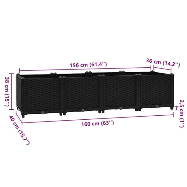 vidaXL højbed 160x40x38 cm polypropylen