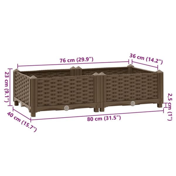 vidaXL højbed 80x40x23 cm polypropylen