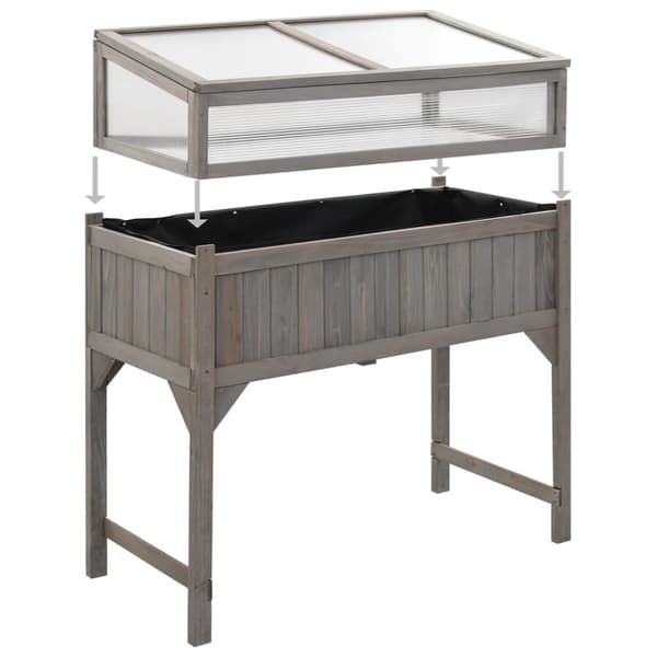 vidaXL højbed med drivhus 110x54x120 cm massivt grantræ
