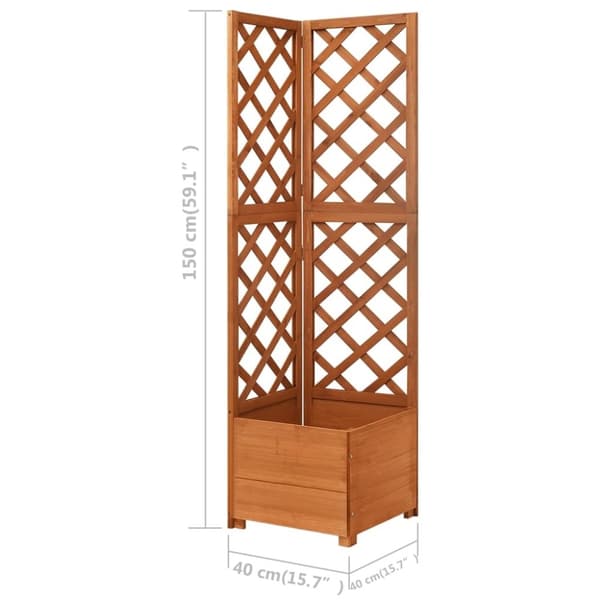 vidaXL Blomsterkasse med espalier hjørne 40x40x150 cm heltre gran