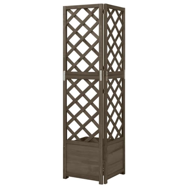 vidaXL Blomsterkasse med espalier hjørne grå 40x40x150 cm heltre gran