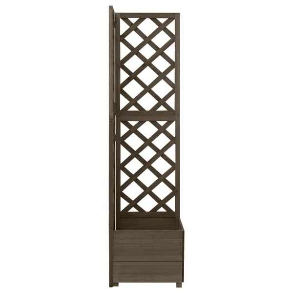 vidaXL Blomsterkasse med espalier hjørne grå 40x40x150 cm heltre gran