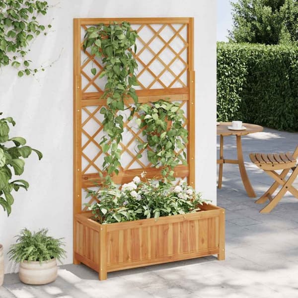 vidaXL forhøjet plantekasse m. espalier 85x38x150 cm massivt akacietræ