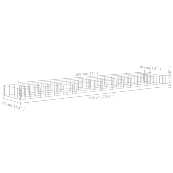vidaXL Gabion høybed galvanisert stål 180x30x10 cm