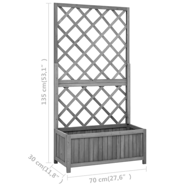 vidaXL Blomsterkasse med espalier svart 70x30x135 cm heltre gran