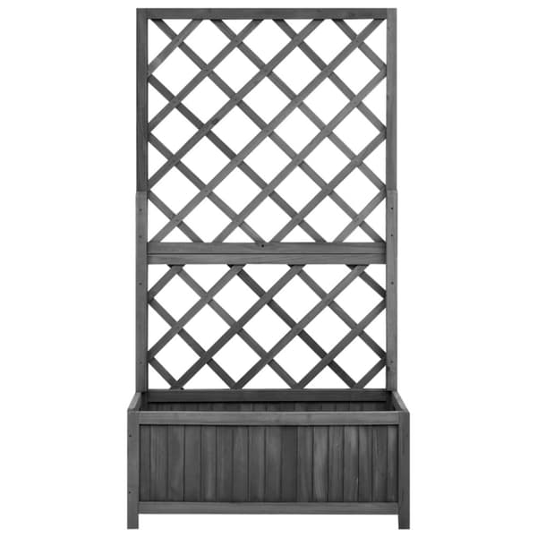 vidaXL Blomsterkasse med espalier svart 70x30x135 cm heltre gran