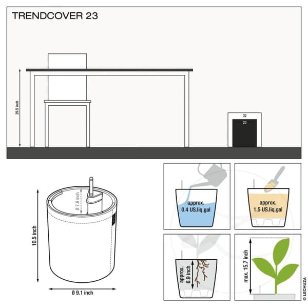 LECHUZA plantekrukke TRENDCOVER 23 Cork ALL-IN-ONE mørk naturfarve