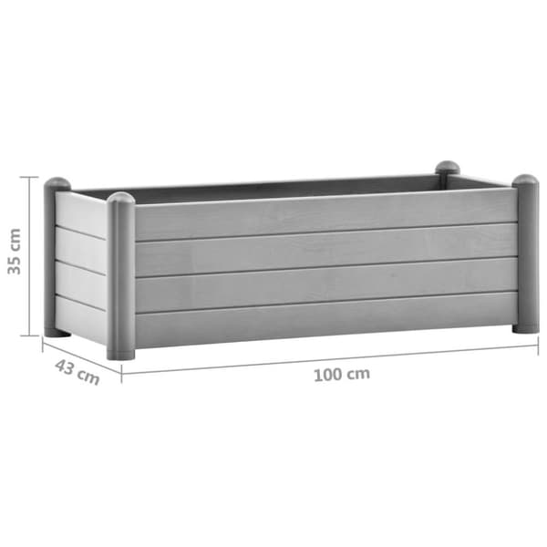 vidaXL Upphöjd odlingslåda PP stengrå 100x43x35 cm