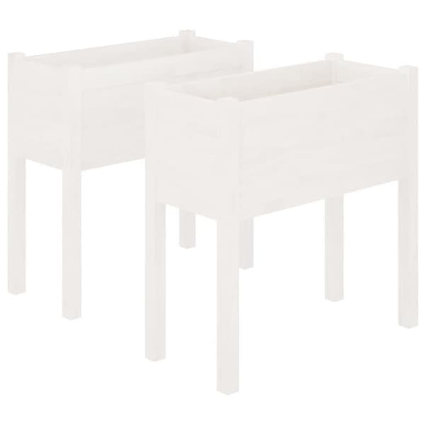 vidaXL Plantekasser 2 stk hvit 70x31x70 cm heltre furu