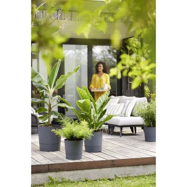 ELHO - Blomkruka - Greensense Aqua Care Round 30 - Kolgrå - Inomhus/utomhus - Ø 29,5 x H 29,1 cm