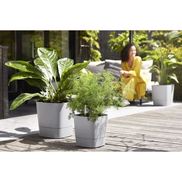 ELHO - Blomkruka - Greensense Aqua Care Square 30 - Lätt cement - Inomhus/utomhus - Ø 29,5 x H 30,2 cm