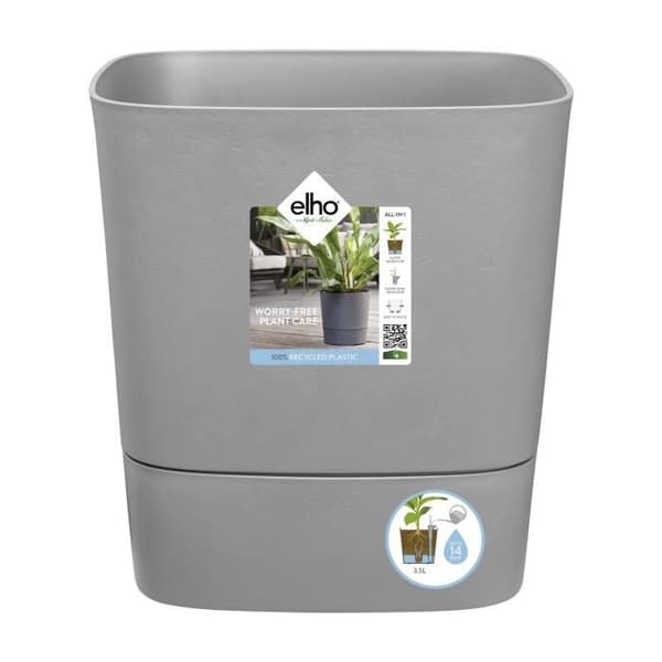 ELHO - Blomkruka - Greensense Aqua Care Square 30 - Lätt cement - Inomhus/utomhus - Ø 29,5 x H 30,2 cm