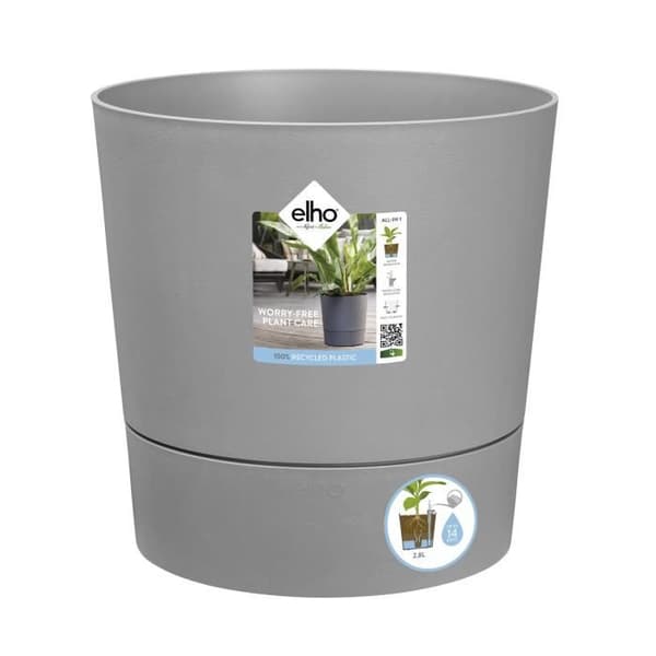 ELHO - Blomkruka - Greensense Aqua Care Round 30 - Lätt cement - Inomhus/utomhus - Ø 29,5 x H 29,1 cm