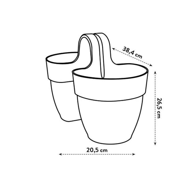 ELHO - Blomkruka - Vibia Campana Flower Twin 21 - Antracit - Utebalkong - L 38,4 x B 20,5 x H 26,5 cm