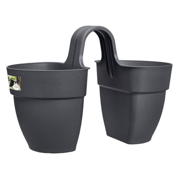 ELHO - Blomkruka - Vibia Campana Flower Twin 21 - Antracit - Utebalkong - L 38,4 x B 20,5 x H 26,5 cm