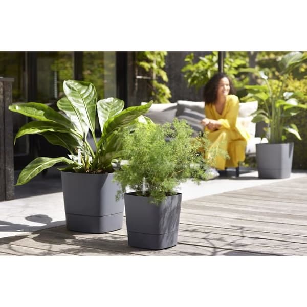 ELHO - Blomkruka - Greensense Aqua Care Square 30 - Kolgrå - Inomhus/utomhus - Ø 29,5 x H 30,2 cm