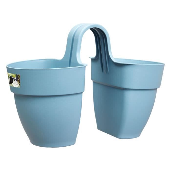 ELHO - Blomkruka - Vibia Campana Flower Twin 21 - Vintageblå - Utebalkong - L 38,4 x B 20,5 x H 26,5 cm