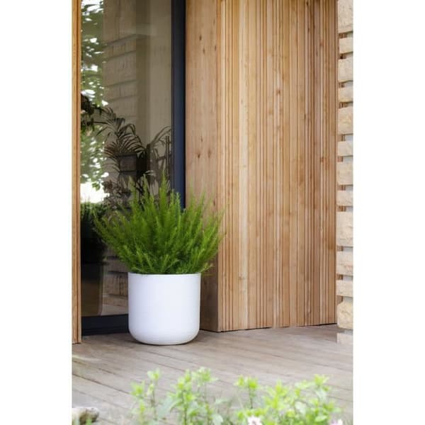 EDA PLASTIQUE - Rund kruka 40 cm Graphit'Up - 32,5 L - Kalkad vit