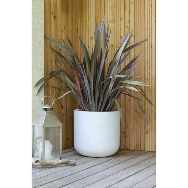 EDA PLASTIQUE - Rund kruka 40 cm Graphit'Up - 32,5 L - Kalkad vit