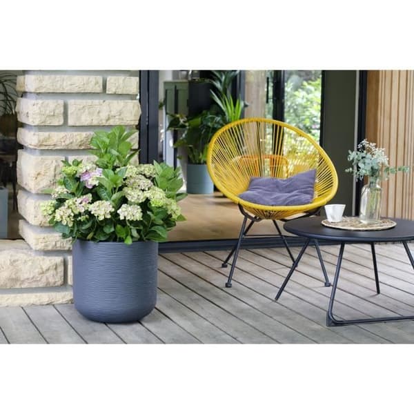 EDA PLASTIQUE - Graphit'Up 40 cm rund kruka - 32,5 L - Antracitgrå
