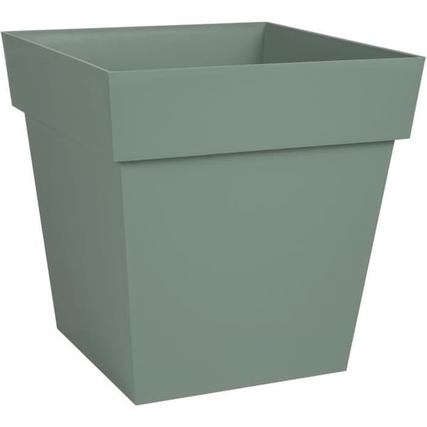 EDA PLASTIQUE - Toscana fyrkantig blomkruka - 32 x 32 x H 32 cm - 22 L - Lagergrön