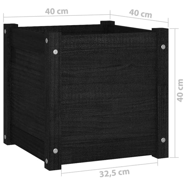 vidaXL plantekasse 40x40x40 cm massivt fyrretræ  sort
