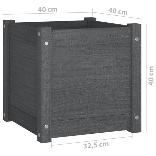 vidaXL Odlingslåda grå 40x40x40 cm massiv furu