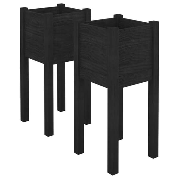 vidaXL plantekasser 2 stk. 31x31x70 cm massivt fyrretræ sort