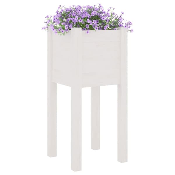 vidaXL plantekasse 31x31x70 cm massivt fyrretræ hvid