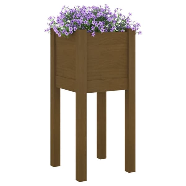 vidaXL Puutarhan kukkalaatikko hunajanruskea 31x31x70 cm täysi mänty